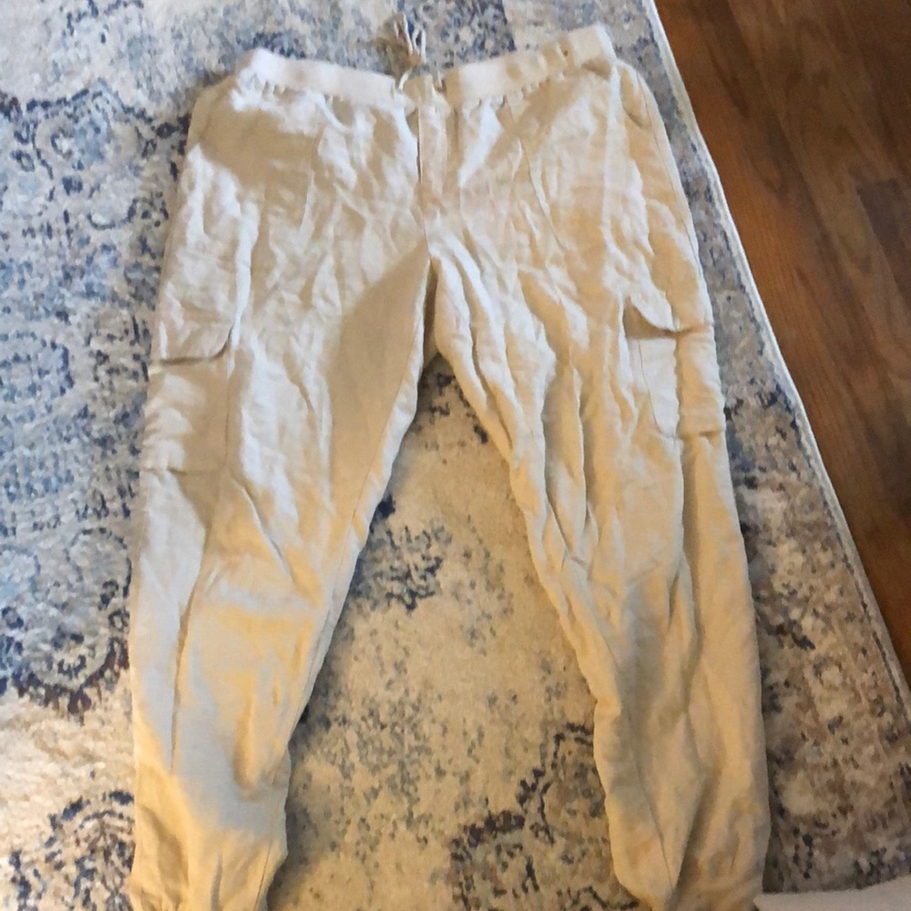 Linen cargo jogger pants